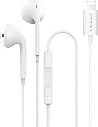 Recci Rep-l28 In-ear Handsfree Ακουστικά με Βύσμα Lightning Λευκό