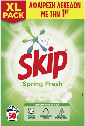 Skip Spring Fresh Απορρυπαντικό Ρούχων σε Σκόνη 3.25lt (50 Μεζούρες)