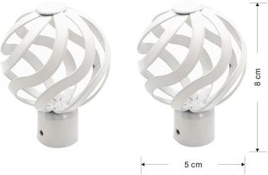 ForHome Curtain wood end made of Metal White 2pcs