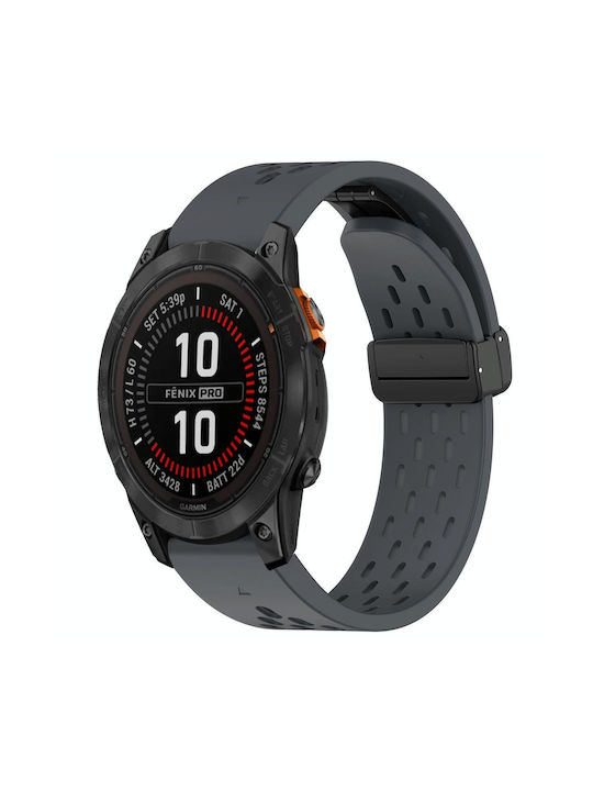 Garmin Fenix 7s Pro 42mm 20mm сгъваема катарама дупка силиконова часовник лента тъмно сив