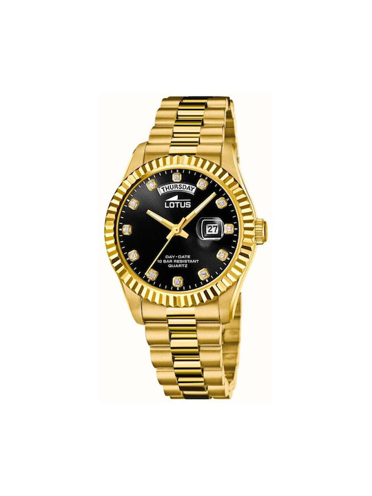 Lotus Watches Uhr Batterie mit Gold Metallarmband
