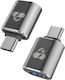 Powertech Converter USB-C male to USB-A female Gray 1pcs PTR-0148