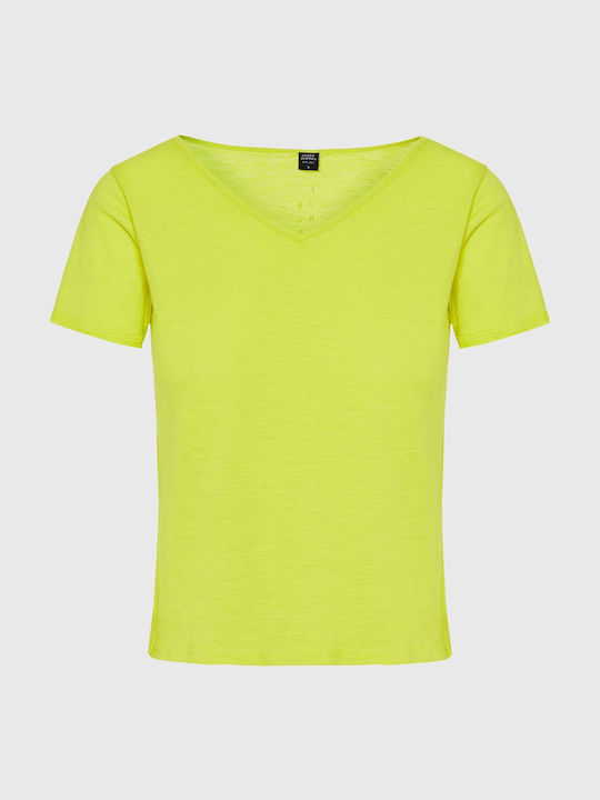 Funky Buddha Women's Athletic T-shirt with V Neck Yellow