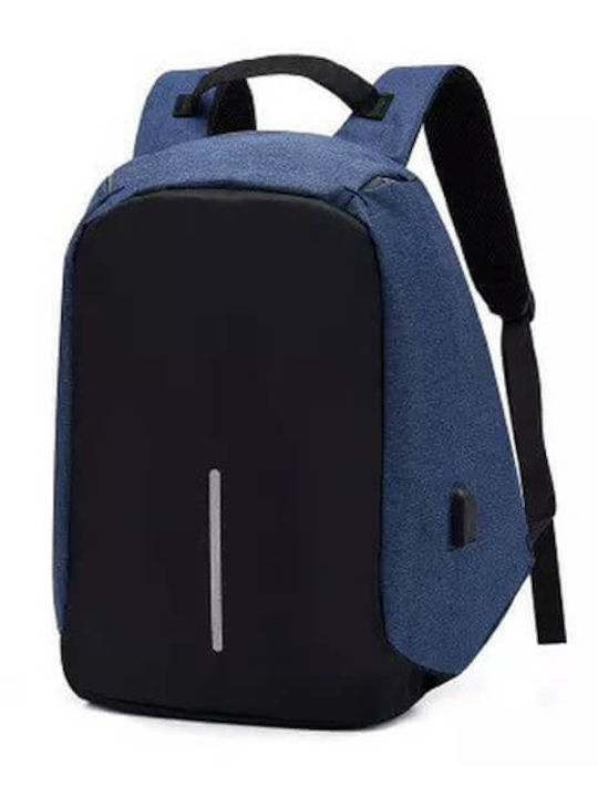 Edman Αδιάβροχη Τσάντα Πλάτης για Laptop 15.6" με Θύρα USB σε Μπλε χρώμα