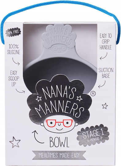 Nana's Manners Παιδικό Μπωλ Φαγητού Nana's Manners από Σιλικόνη Γκρι