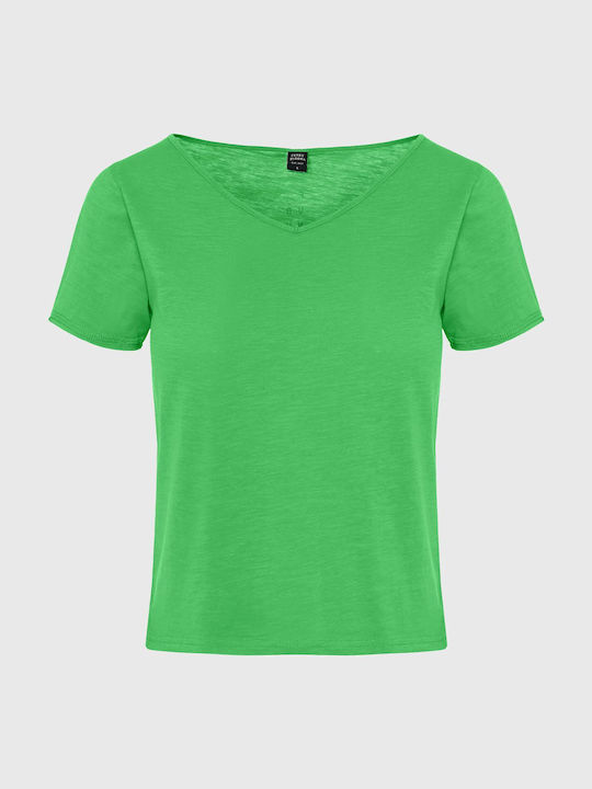 Funky Buddha Women's T-shirt with V Neck Green