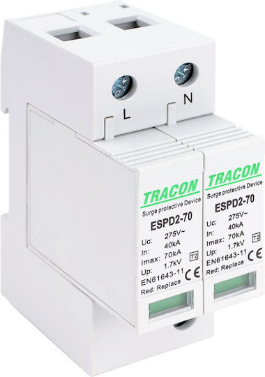 Tracon Electric Αντικεραυνικό Πίνακα Τύπου T2 Διπολικό
