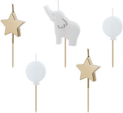 PartyDeco Κεράκι Γενεθλίων σε Λευκό Χρώμα 5τμχ SCS-17