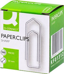 Q-Connect Set of 100pcs Paper Clips 32mm