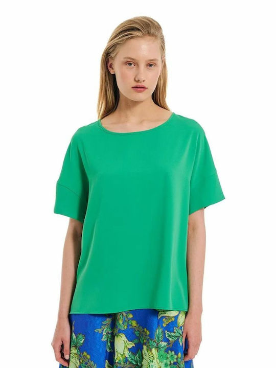 Forel Damen Bluse Kurzärmelig green