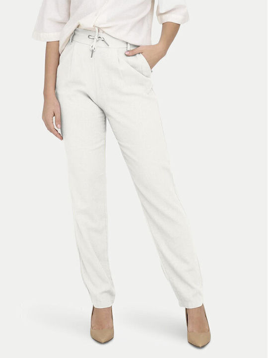 Only Poptrash Women's Fabric Trousers WHITE