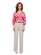 Women's High-waisted Fabric Trousers Beige