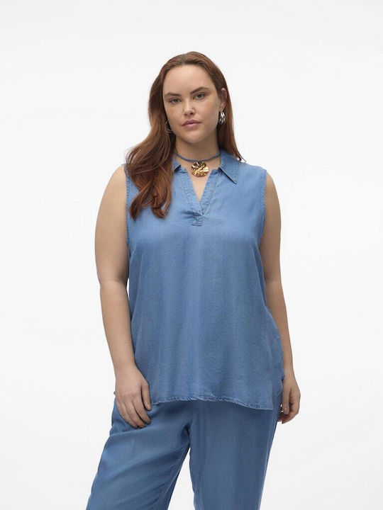 Vero Moda Damen Bluse Ärmellos Blau