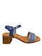 Leder Sandalen Blau