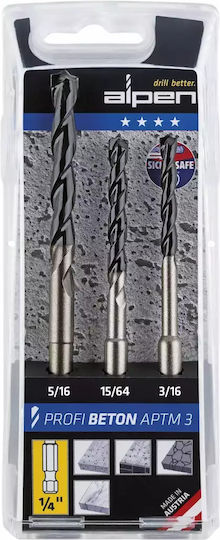 Alpen Drills Τρυπάνι Καρβιδίου με Εξάγωνο Στέλεχος για Δομικά Υλικά 8mm
