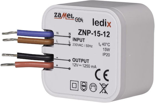 Zamel LED Захранване IP20 Мощност 15W с Изходно Напрежение 12V