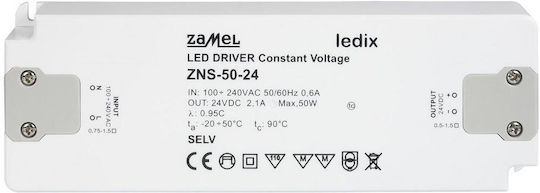 Zamel Τροφοδοτικό LED IP20 Ισχύος 50W με Τάση Εξόδου 24V