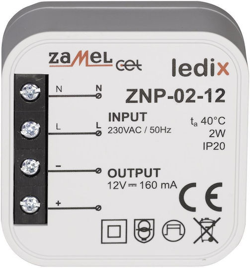 Zamel Τροφοδοτικό LED IP20 Ισχύος 2W με Τάση Εξόδου 12V
