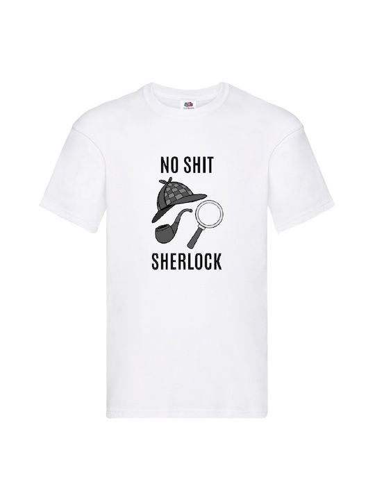 Fruit of the Loom Sherlock Holmes T-shirt Λευκό Βαμβακερό