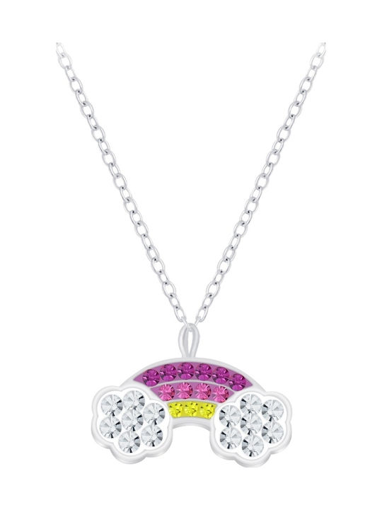 Kinderanhänger Regenbogen Halskette Regenbogen Anhänger Silber 925 Silber Gelb Mehrfarbig Rosa Fuchsia C12815-ph100101532496
