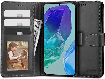 Tech-Protect Brieftasche Leder Schwarz (Samsung Galaxy M55 5G)
