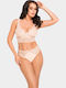 High-waisted Women's Slip with Lace Beige