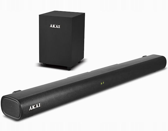 Akai Proffesional ASB-20CSW Soundbar 2.1 Bluetooth και HDMI 80W με Ασύρματο Subwoofer και Τηλεχειριστήριο Μαύρο
