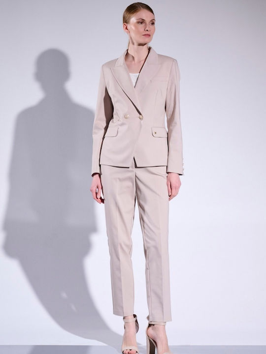 Matis Fashion Long Women's Blazer Beige