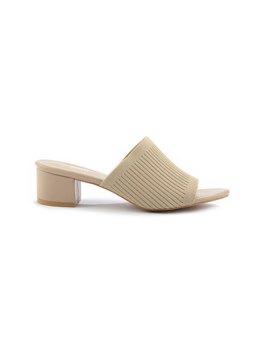 Fshoes Mules mit Niedrig Absatz in Beige Farbe