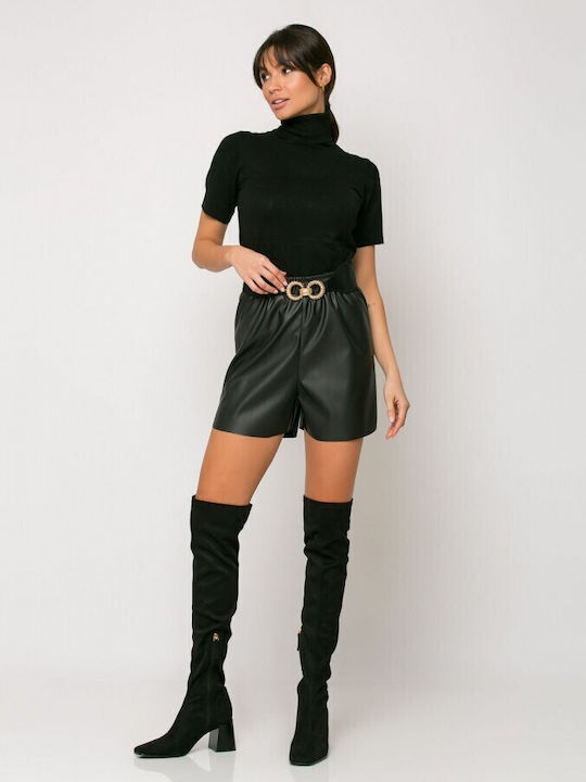 Different Women's Leather Shorts black