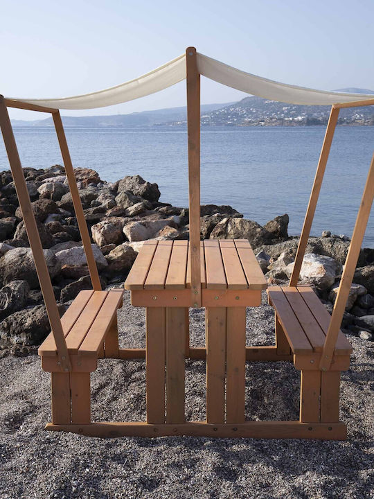 Outdoor Dinner Free Standing Wood Table Natural 140x159x85cm