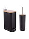 Sidirela Plastic Toilet Brush and Basket Set Soft Close 7lt Black