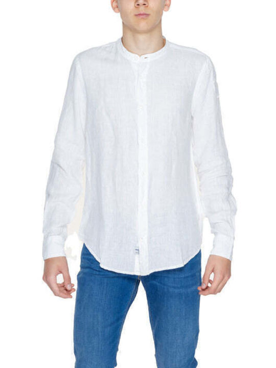 Blauer Men's Shirt Long Sleeve Linen White