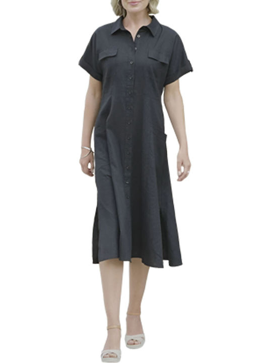 Pomodoro Midi Σεμιζιέ Φόρεμα Μαύρο