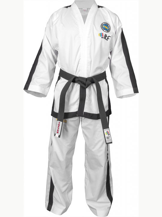 Top Ten Dobok Instructor Premium Gold Costum Taekwondo Pentru adulți/copii Alb