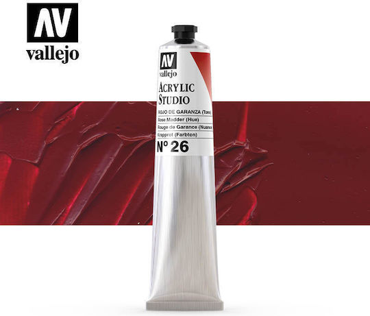Acrylic Studio Paint Tube Vallejo 58ml Rose Madder 21026