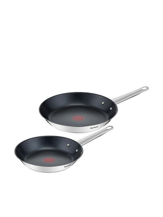 Tefal Cook Eat Set De Tigăi Din Oțel Inoxidabil Argintiu Cu Acoperire Antiaderent 2 Piese