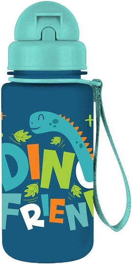 Must Team Kids Water Bottle Dragon Plastic with Straw with Blue Cap 350ml