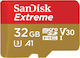Sandisk Extreme microSDHC 32GB U3 V30 A1 UHS-I 100MB/s