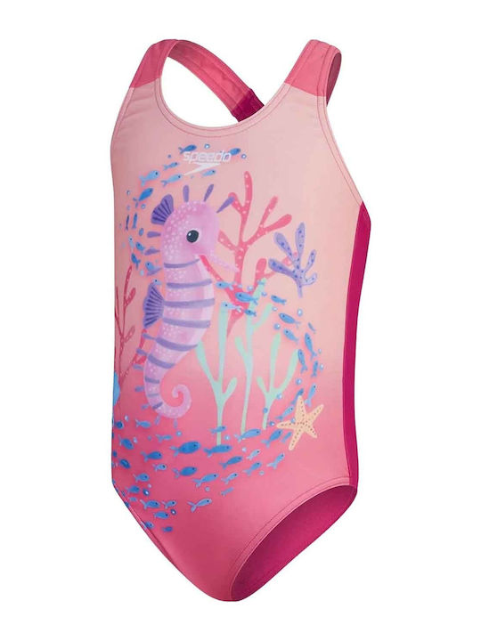 Speedo Digital Printed Kids Swimwear One-Piece Pink