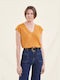 La Fee Maraboutee Women's T-shirt with V Neck Mustard