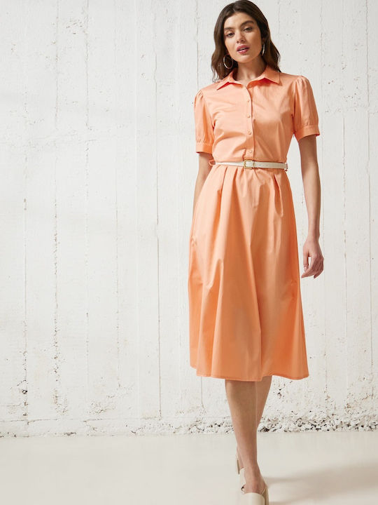 Enzzo Midi Shirt Dress Dress Peach