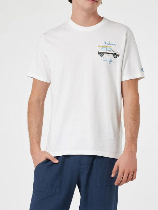 Mc2 Saint Barth Classic Fit Panda Print Italian Surfer Emboidery T-shirt cu mânecă scurtă pentru bărbați Panda White