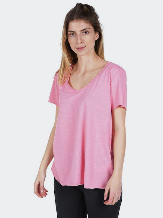 BodyTalk Women's Athletic T-shirt with V Neck Pink
