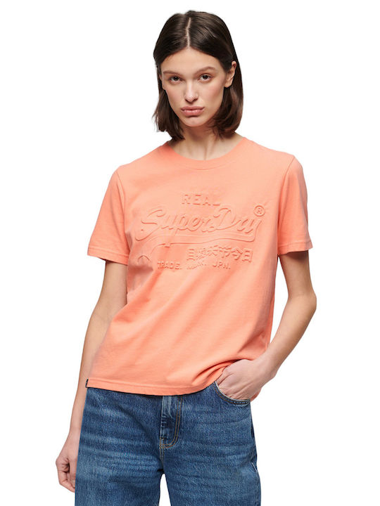 Superdry W D2 Ovin Embossed Vl Damen T-Shirt Orange