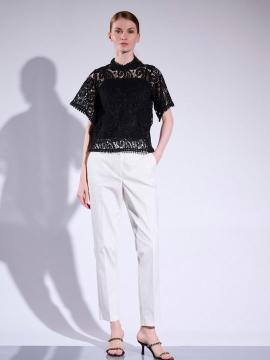 Matis Fashion Γυναικείο Crop Top Κοντομάνικο Μαύρο