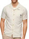Superdry D3 Ovin Vintage Men's Shirt Short Sleeve Linen Off White