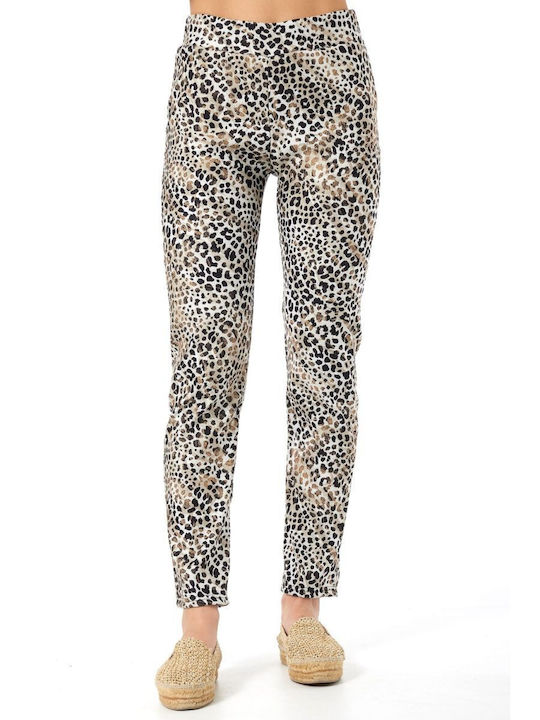 Anna Raxevsky Women's Fabric Trousers Leopard