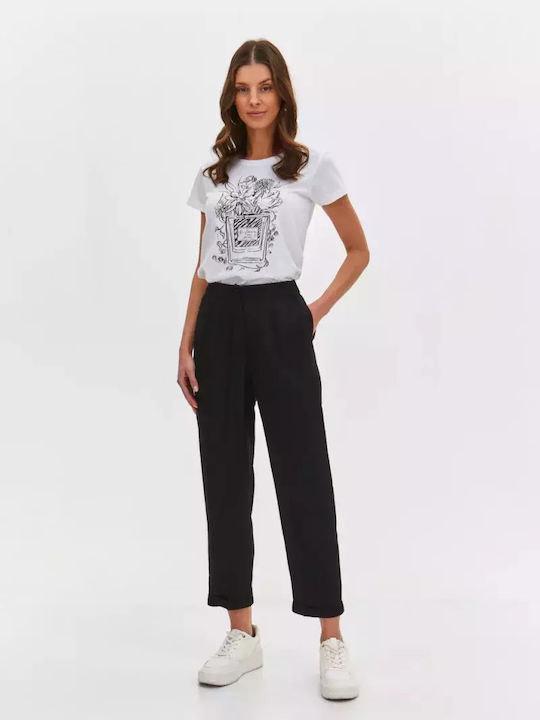 Make your image Women's Fabric Capri Trousers in Straight Line Black