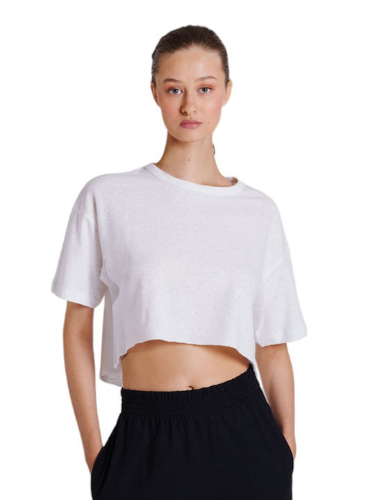 Collectiva Noir Γυναικείο Crop T-shirt White